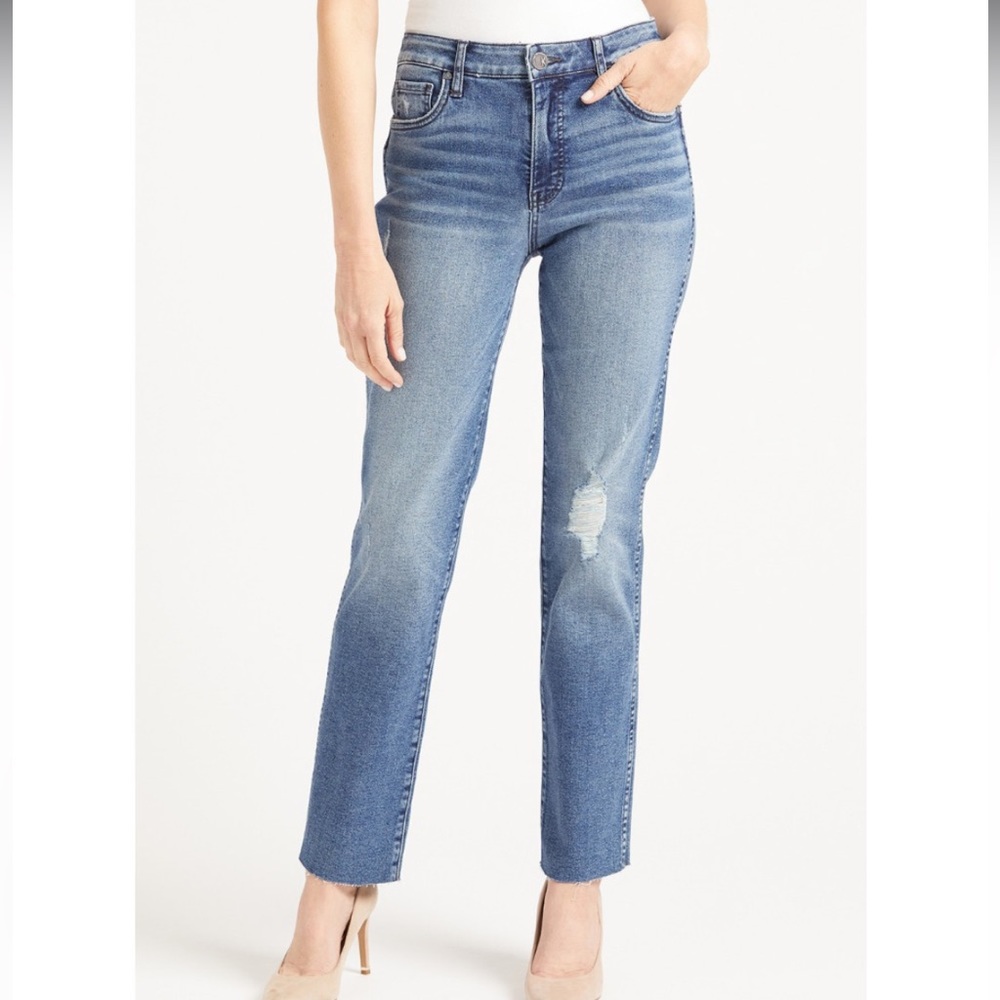 KUT From The Kloth High Rise Chrissie Slim Straight Raw Hem Size 4